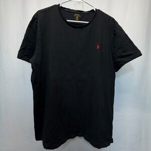 Polo Ralph Lauren Mens Black Crew Neck T Shirt Red Pony Logo Classic Tee XL